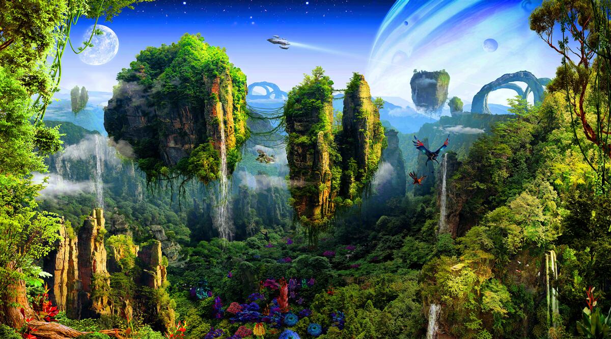 Fototapeta zielone miasto w stylu fantasy