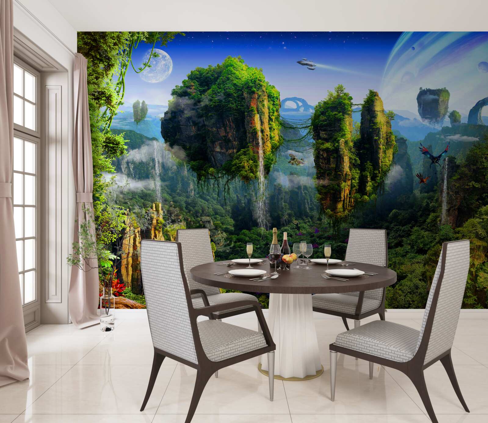 Fototapeta zielone miasto w stylu fantasy