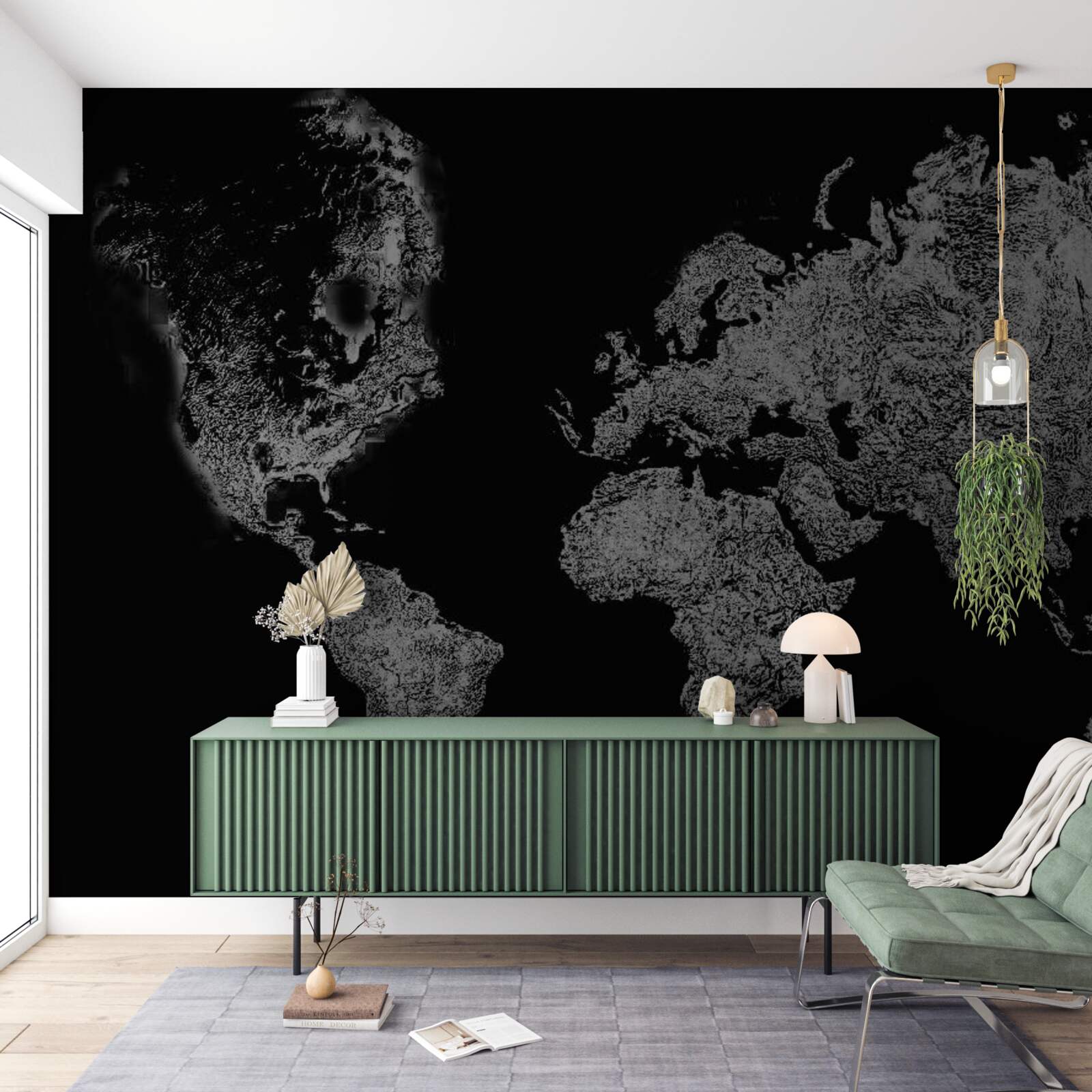 Fototapeta mapa świata z projekcją reliefową