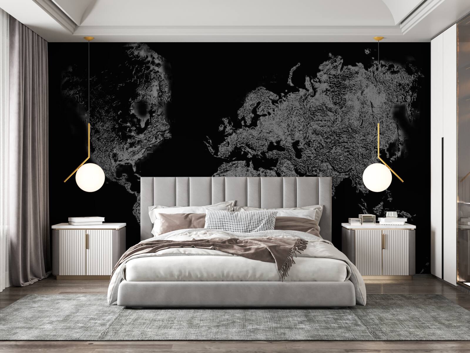 Fototapeta mapa świata z projekcją reliefową