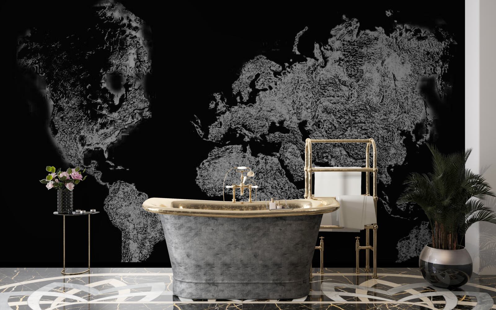 Fototapeta mapa świata z projekcją reliefową