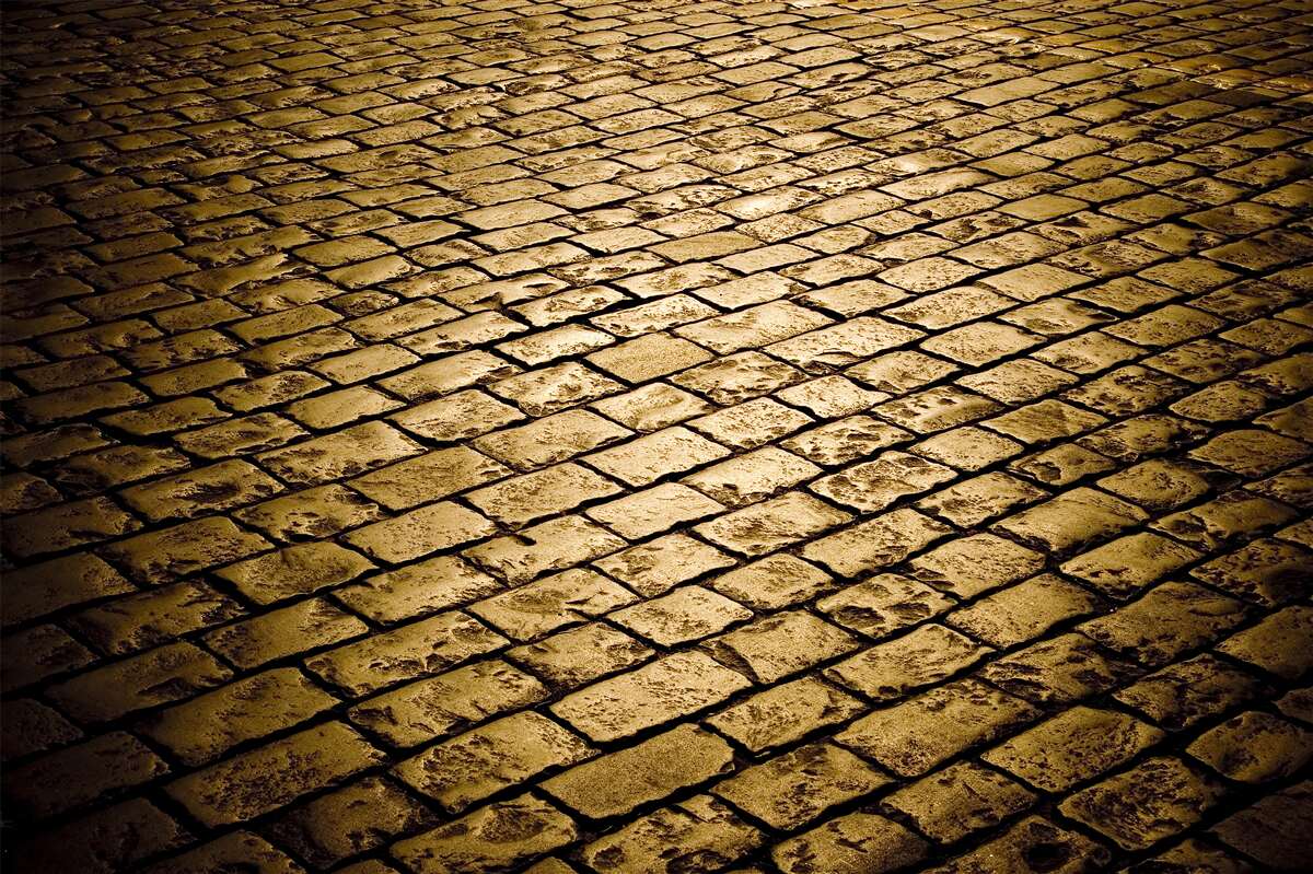 Fototapeta kostka brukowa układana wieczorem