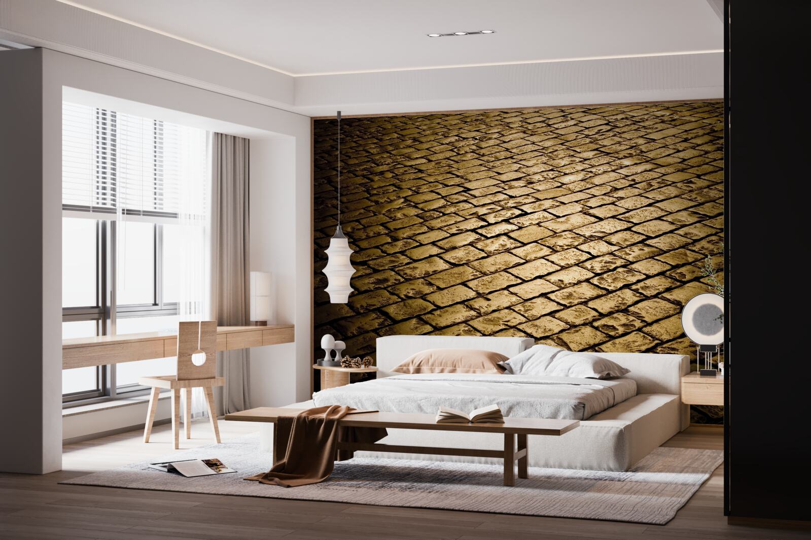 Fototapeta kostka brukowa układana wieczorem