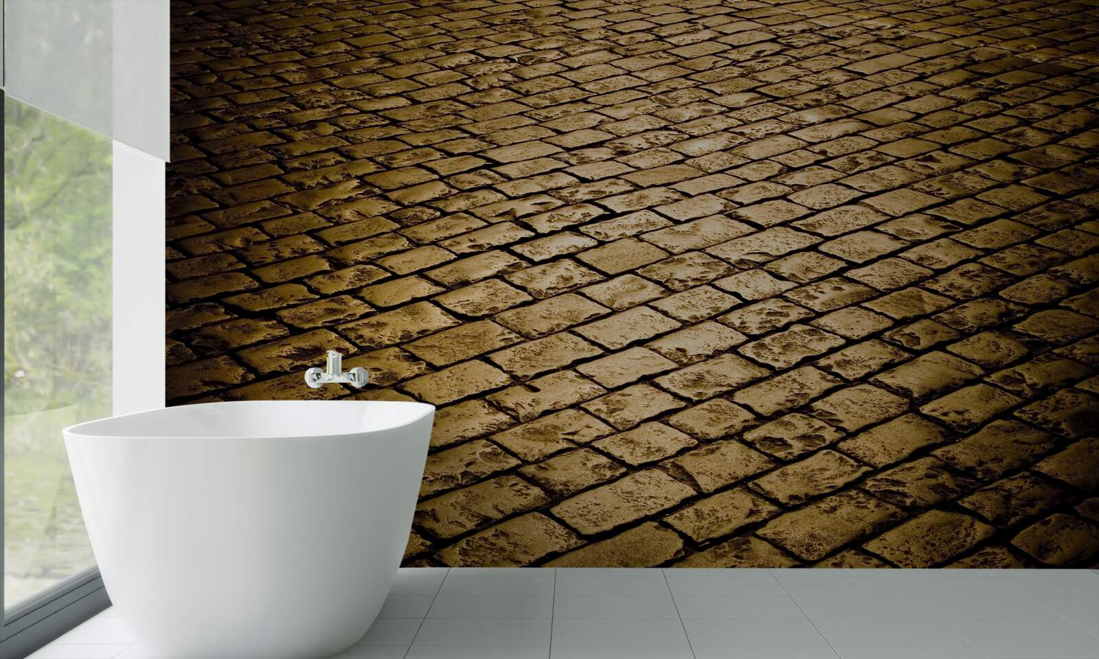 Fototapeta kostka brukowa układana wieczorem