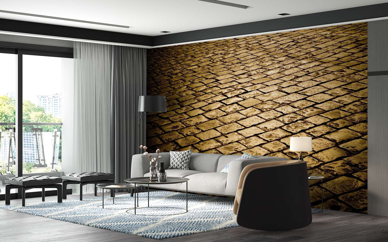 Fototapeta kostka brukowa układana wieczorem