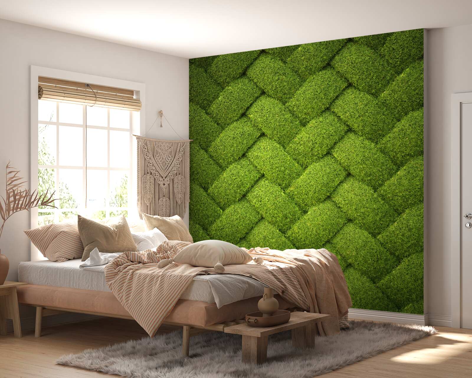 Fototapeta blokujący zielony trawnik