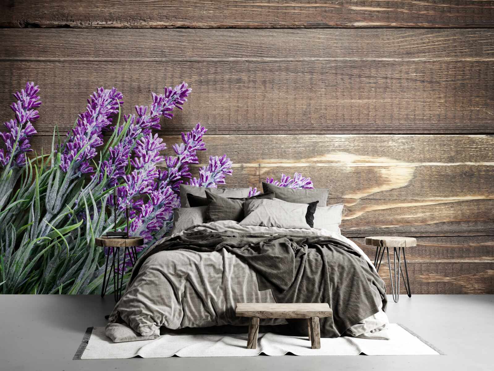 Fototapeta gałęzie lawendy w tle z drzewem