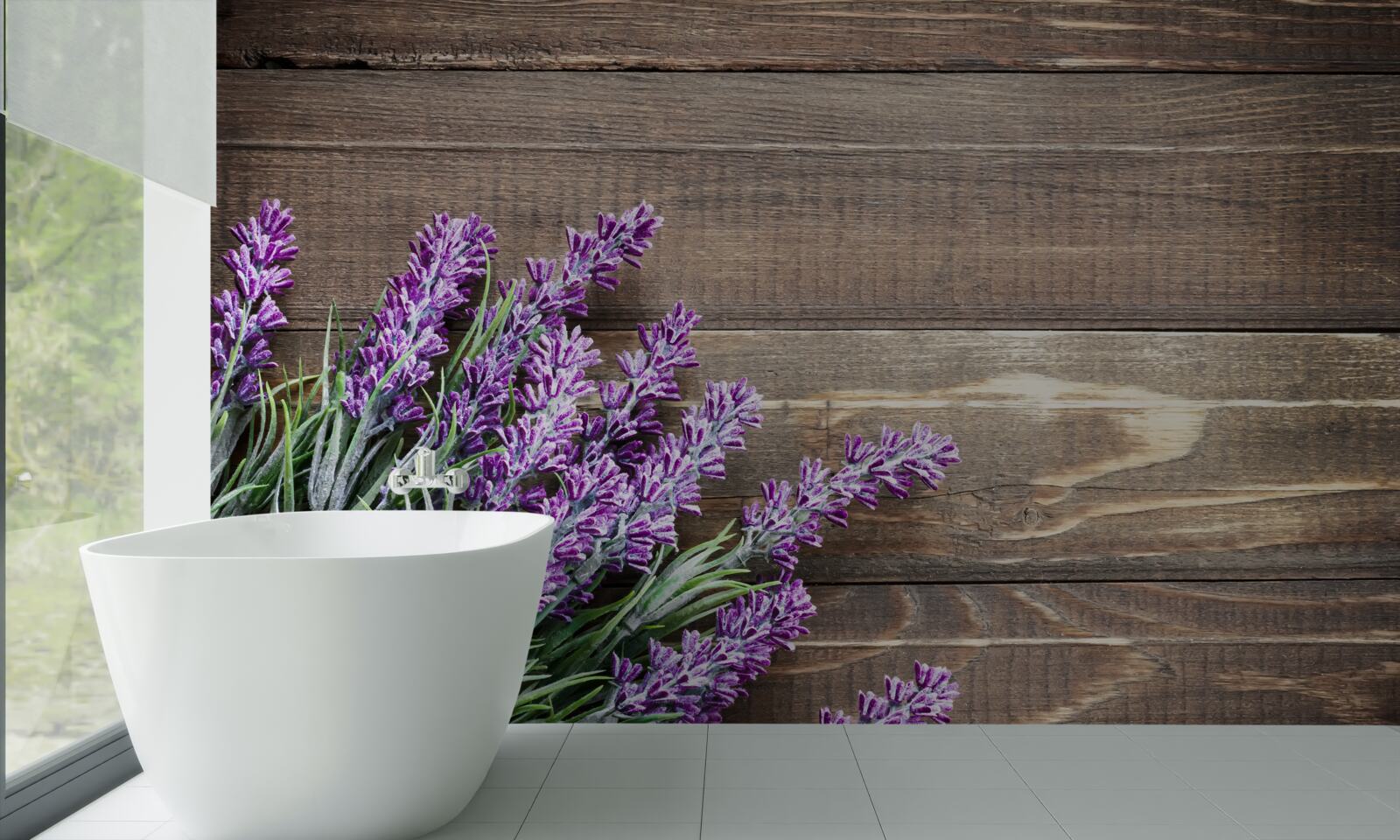 Fototapeta gałęzie lawendy w tle z drzewem