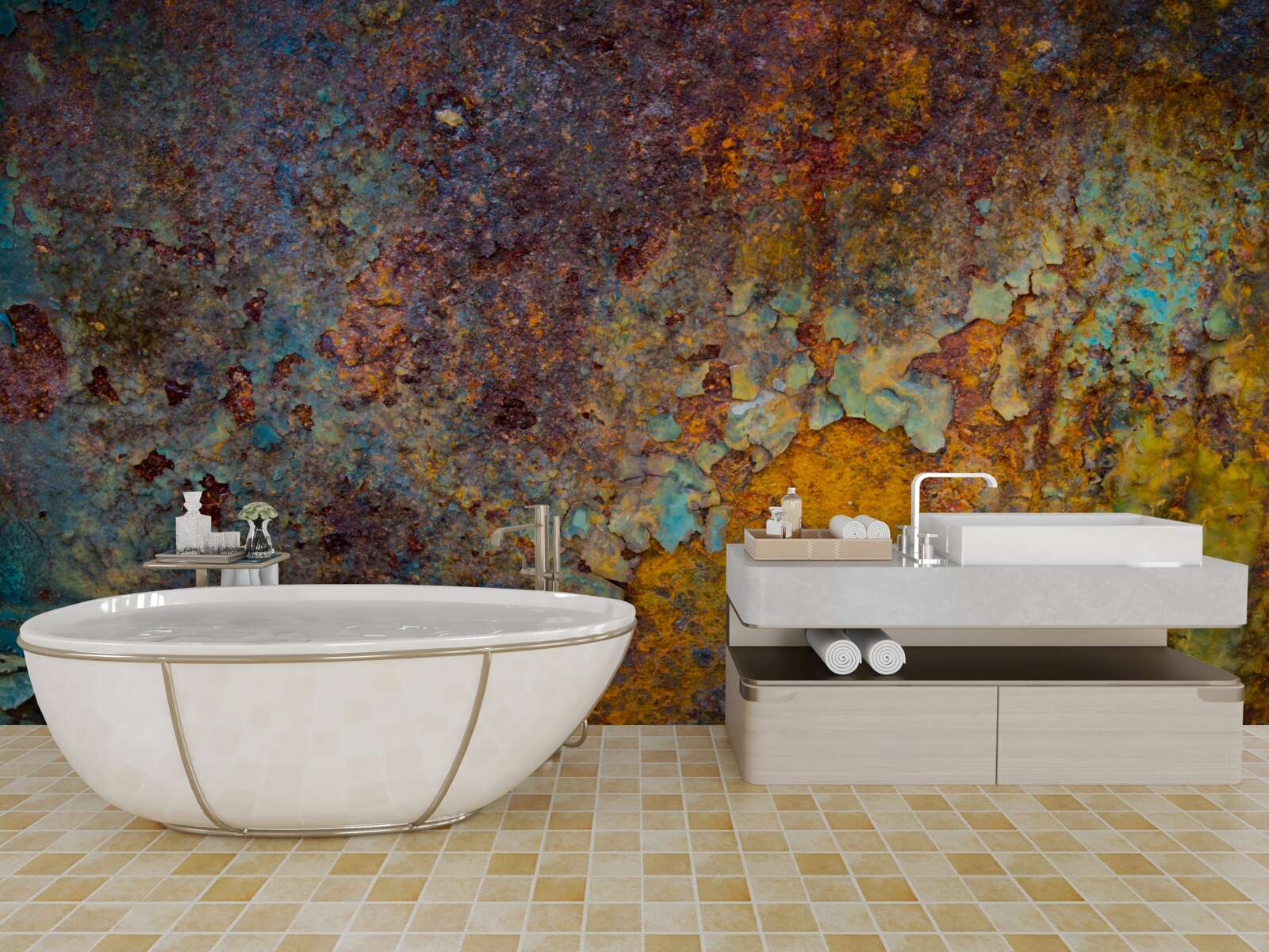 Fototapeta zardzewiała metalowa ściana