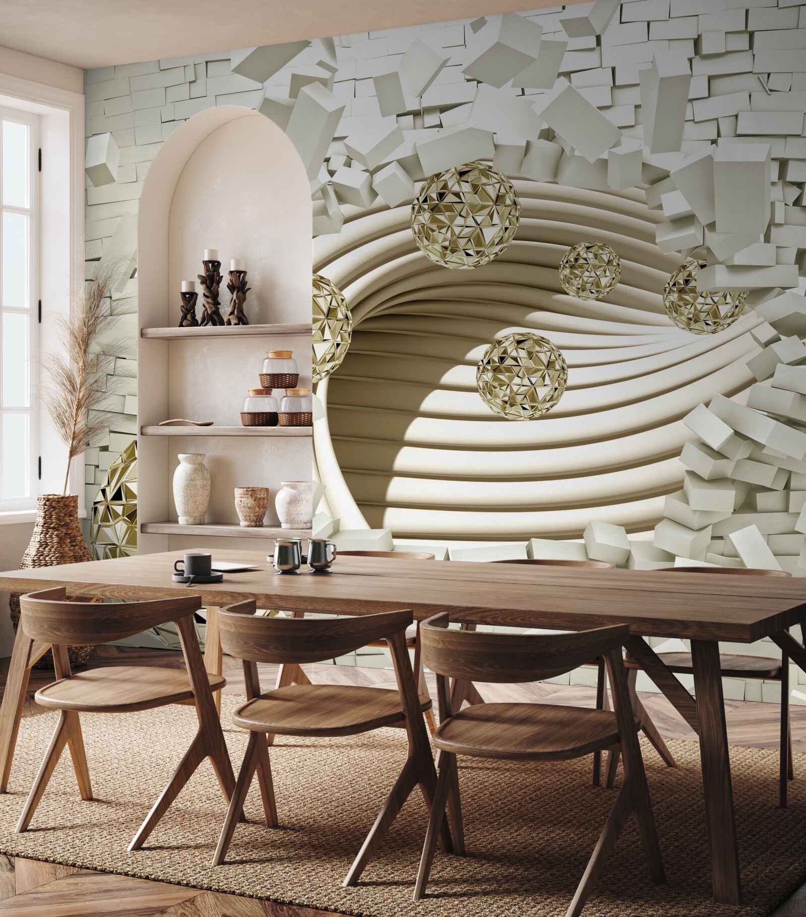 Fototapeta konceptualne kule rozbijają ceglany mur