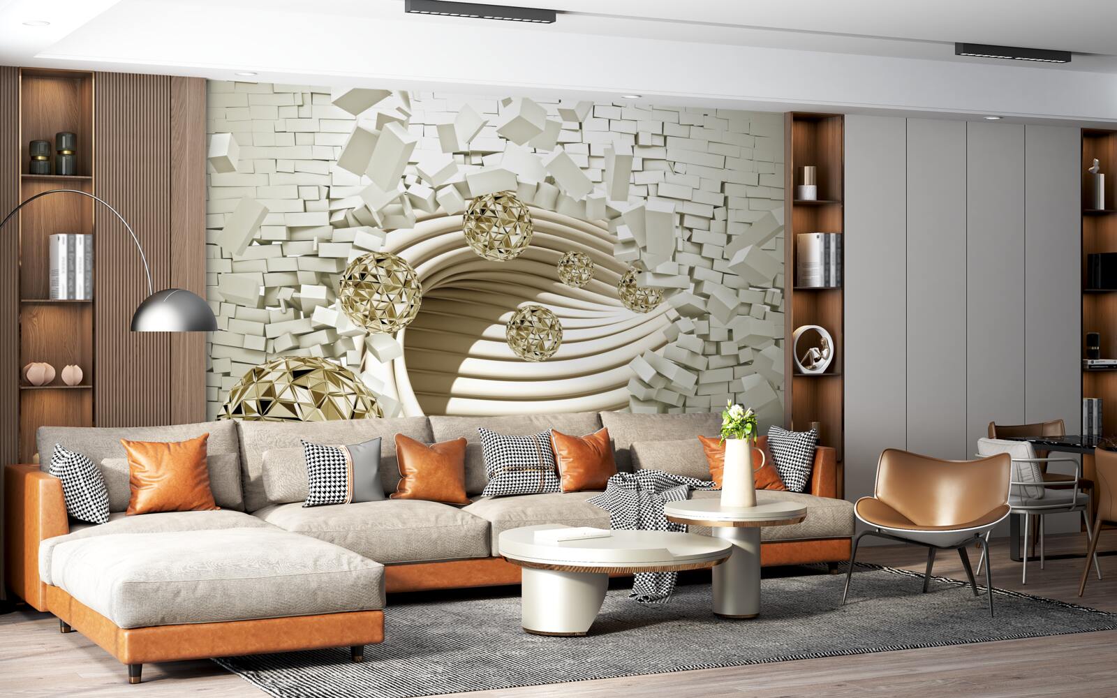 Fototapeta konceptualne kule rozbijają ceglany mur