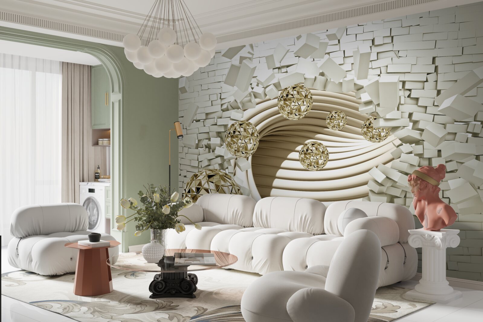 Fototapeta konceptualne kule rozbijają ceglany mur