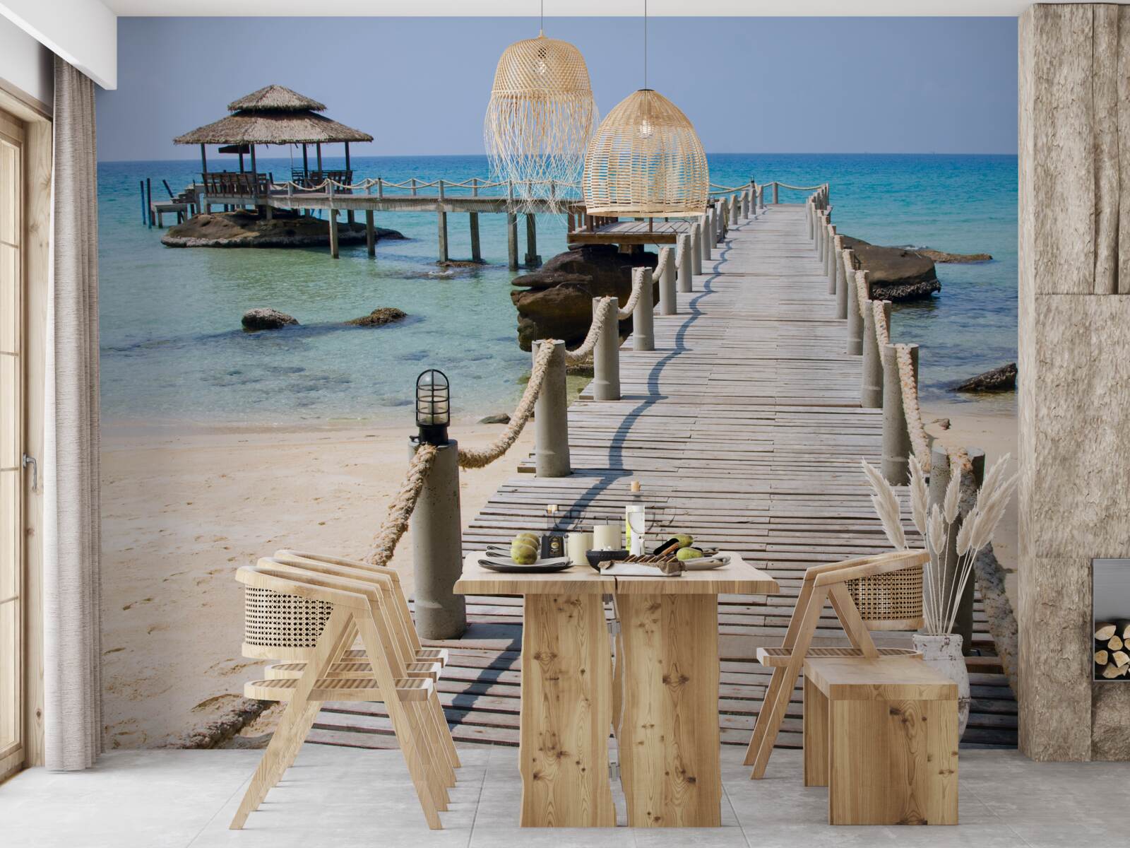 Fototapeta molo morskie wykonane z drewna