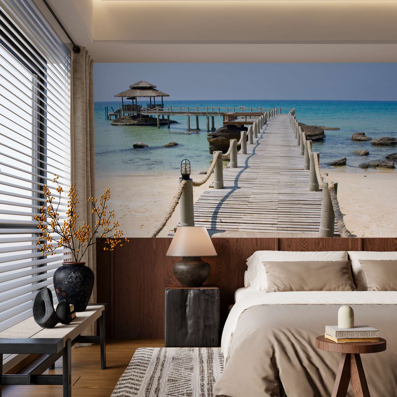 Fototapeta molo morskie wykonane z drewna