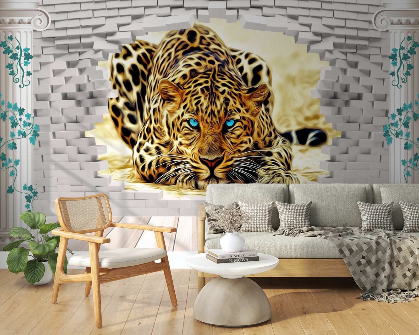 Fototapeta złowieszcza pantera niszczy barierę