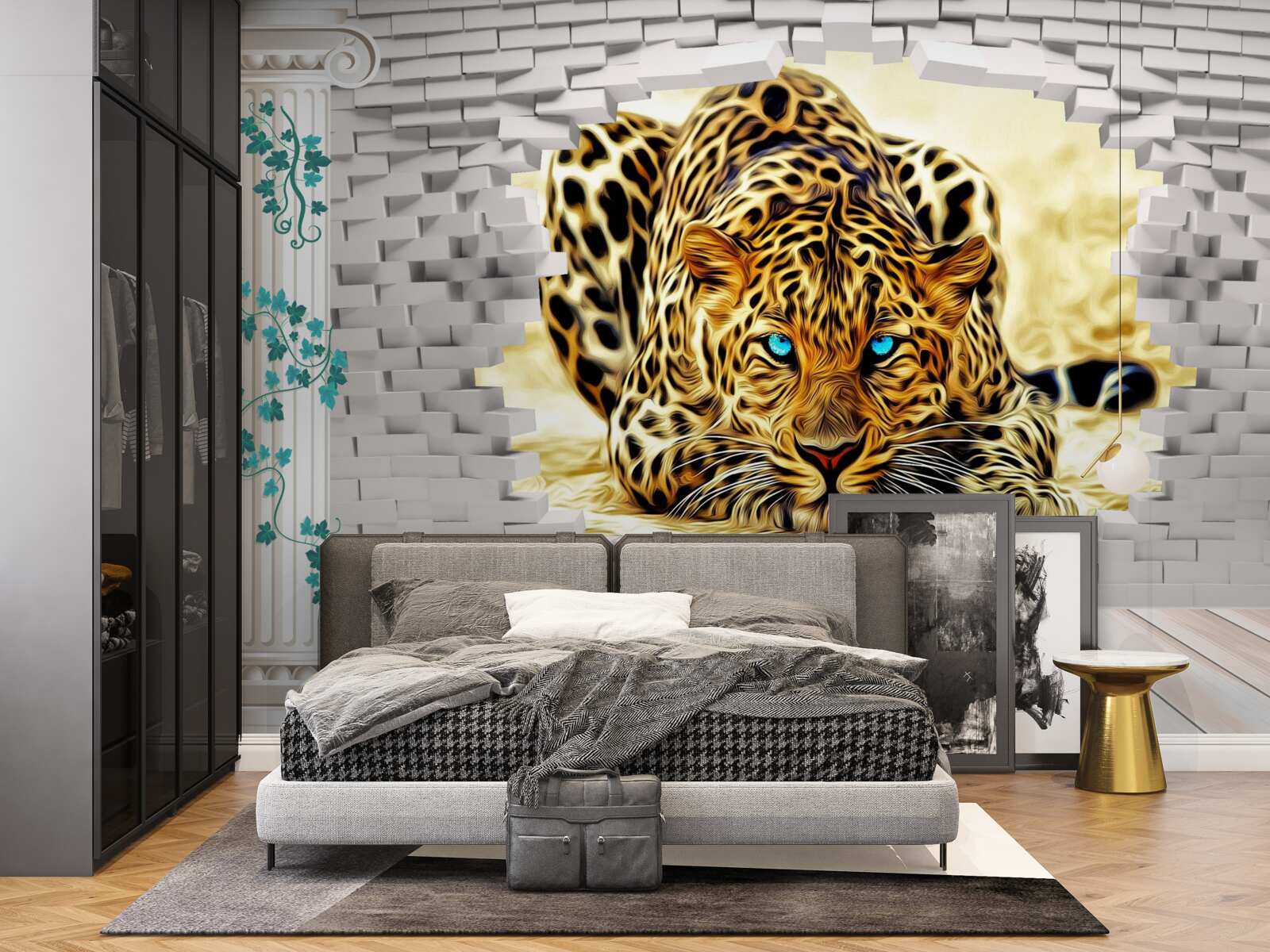 Fototapeta złowieszcza pantera niszczy barierę