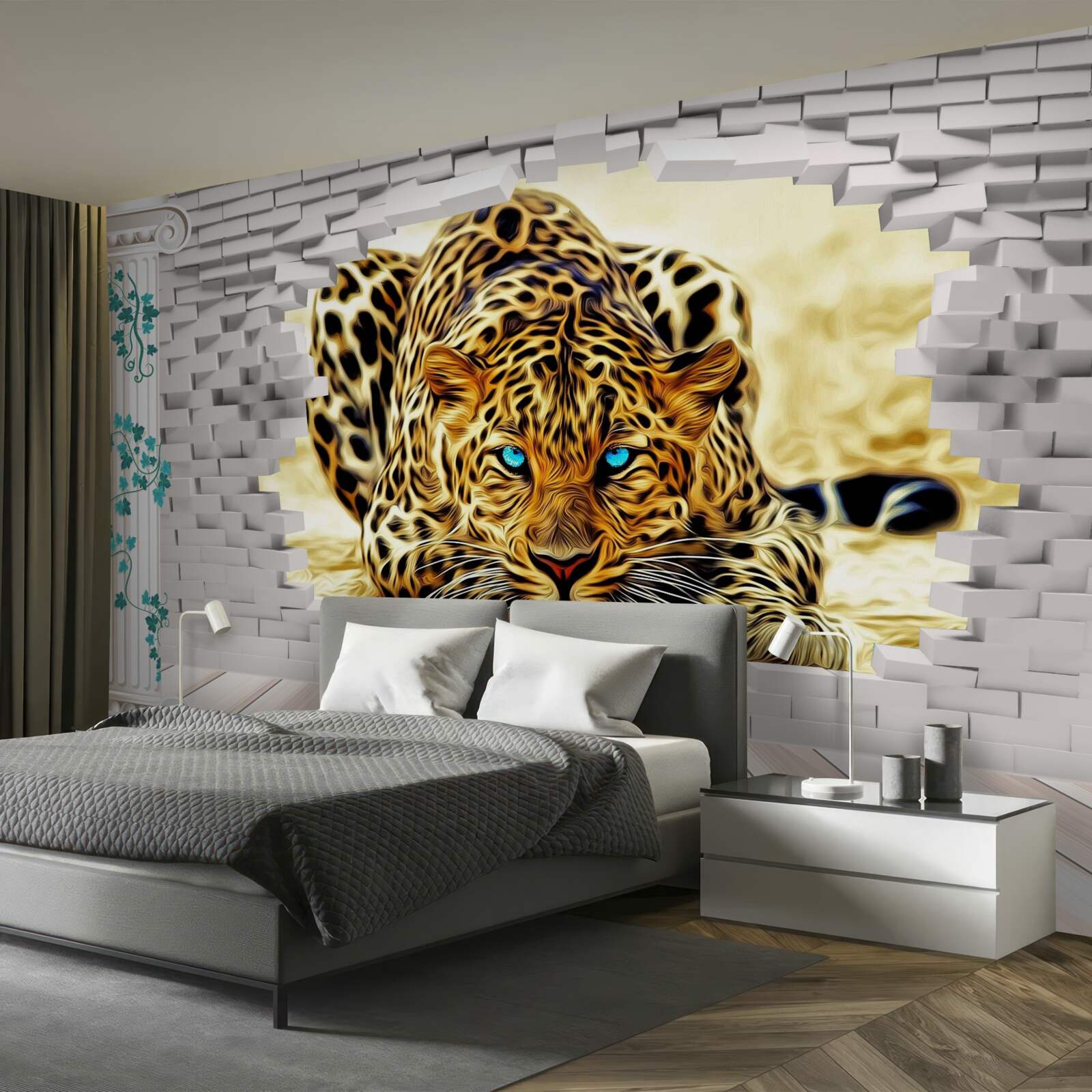 Fototapeta złowieszcza pantera niszczy barierę