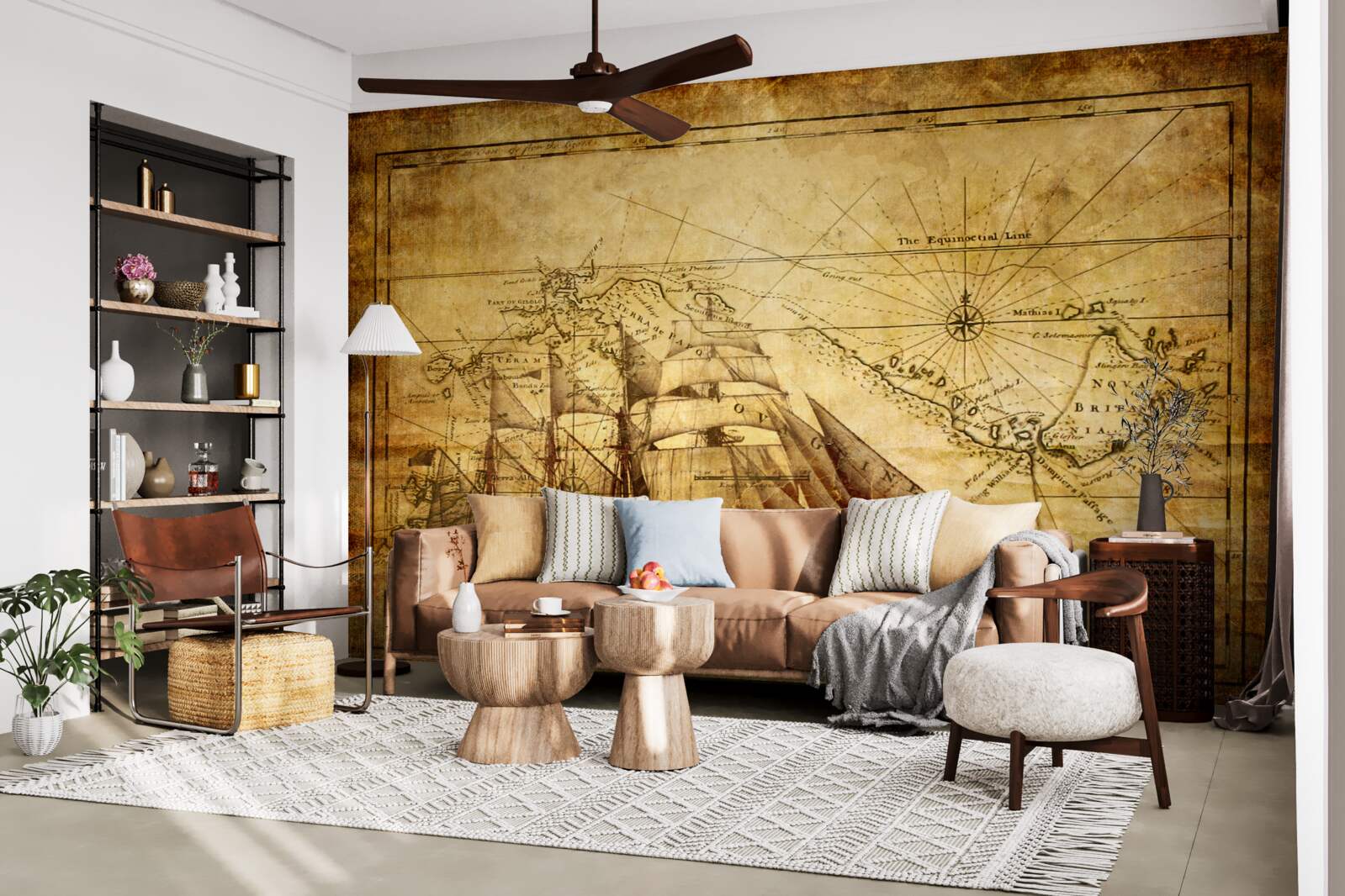 Fototapeta statek z żaglami na pergaminie