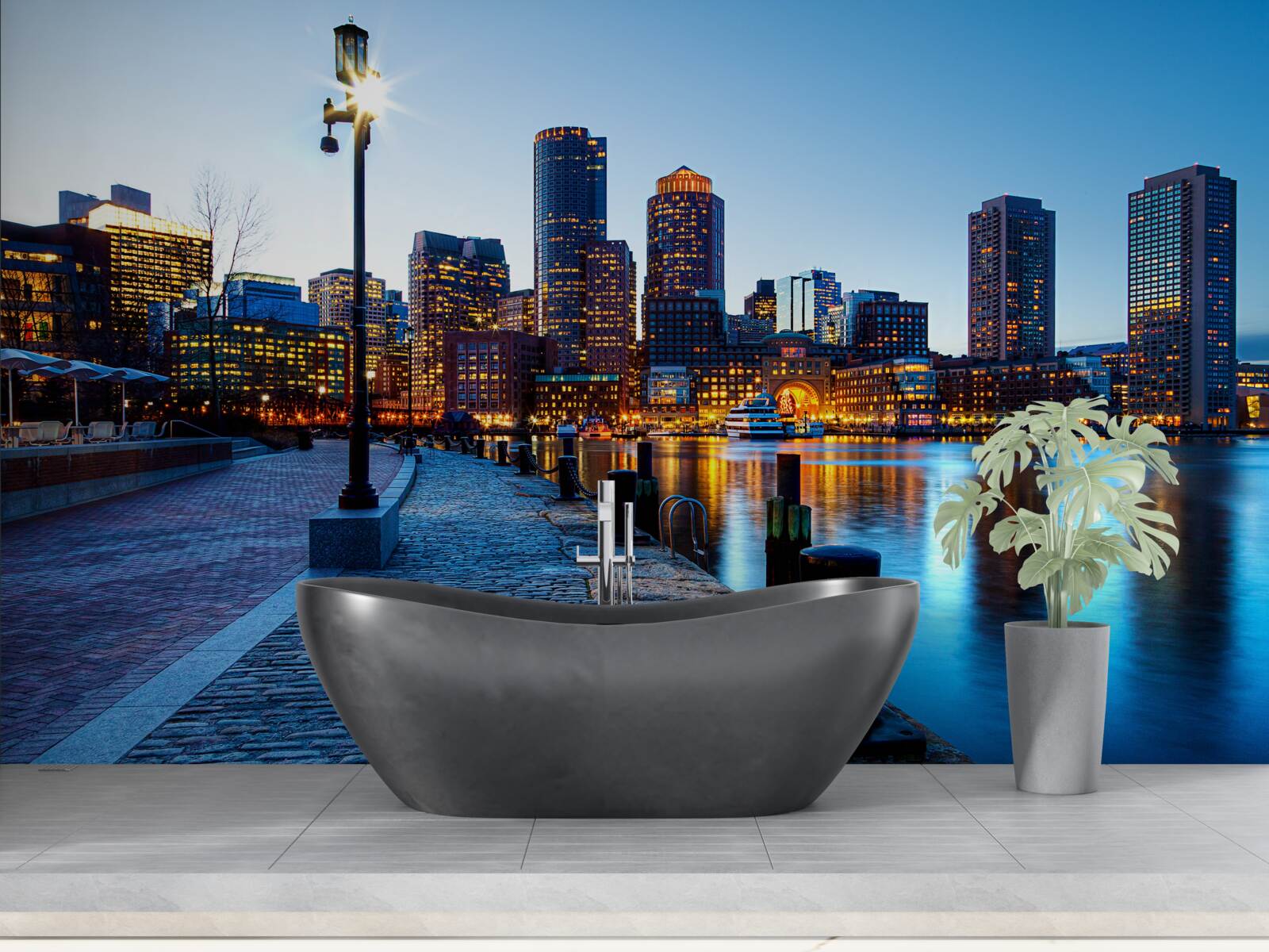 Fototapeta zachód słońca na niezamieszkanym molo