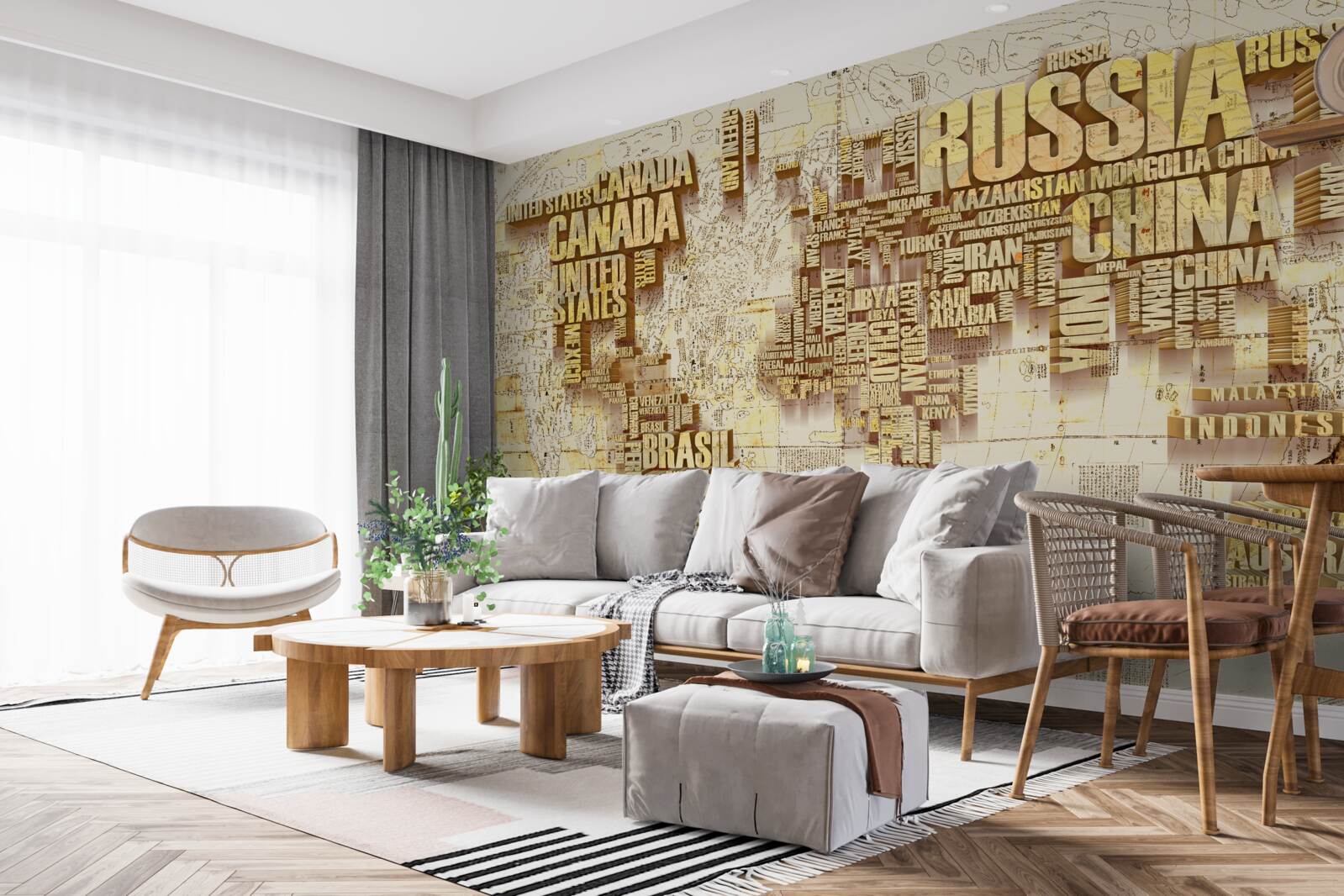 Fototapeta globe składa się z nazw państw