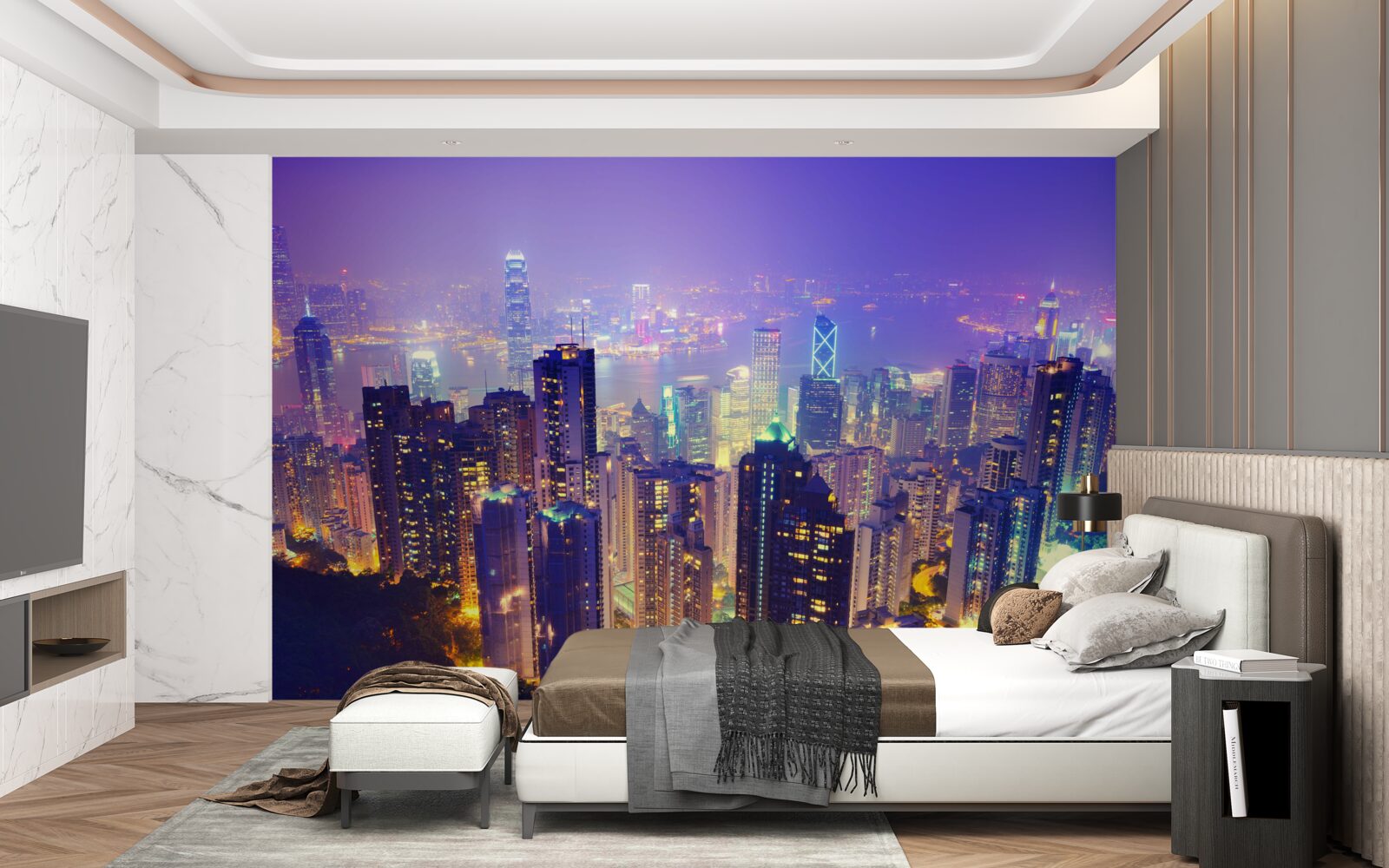 Fototapeta hongkong nocą ma oszałamiającą panoramę