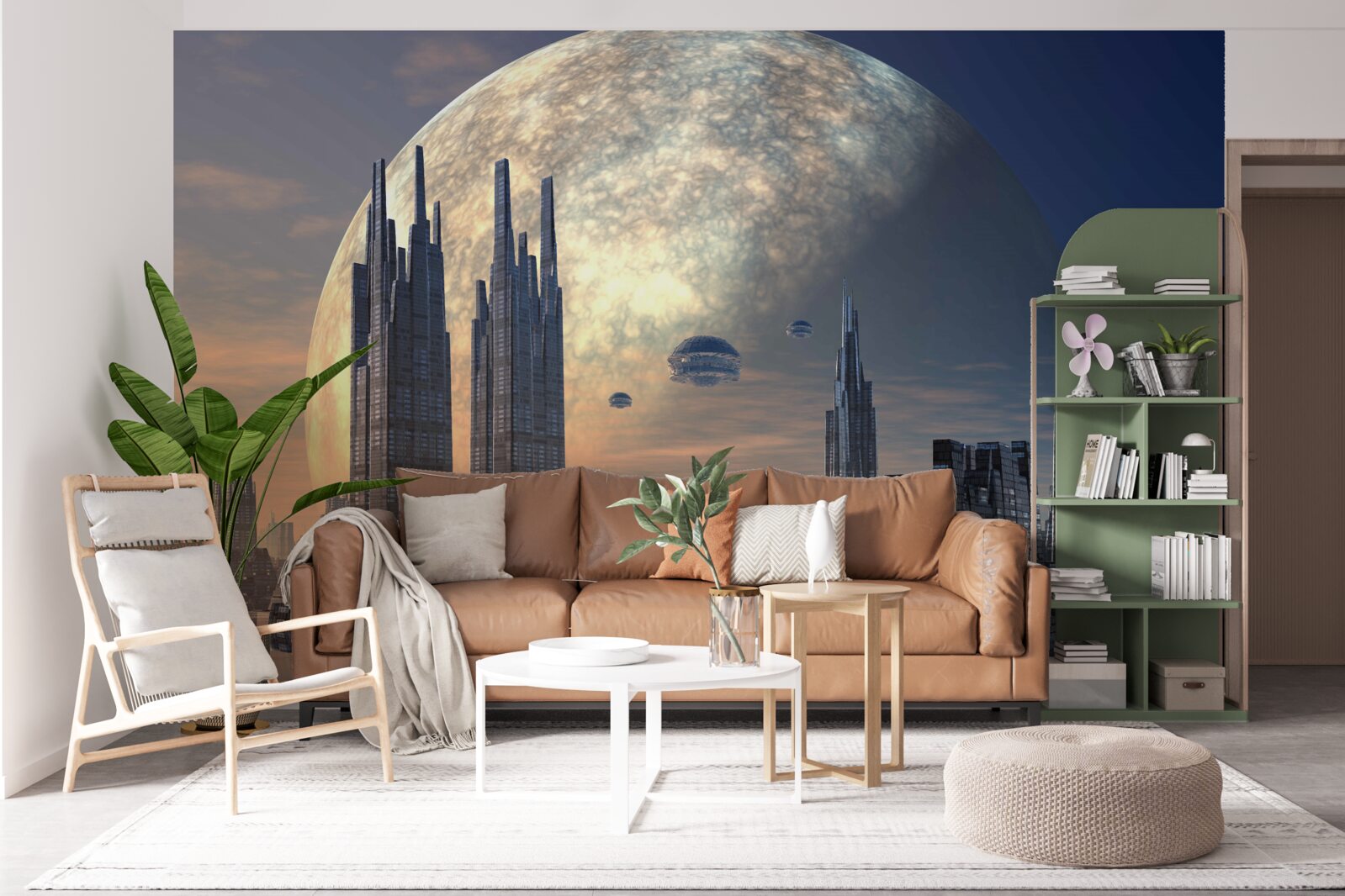 Fototapeta futurystyczne miasto w świetle księżyca