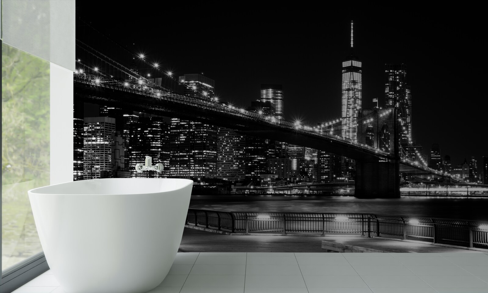 Fototapeta most brookliński i manhattan w czerni i bieli