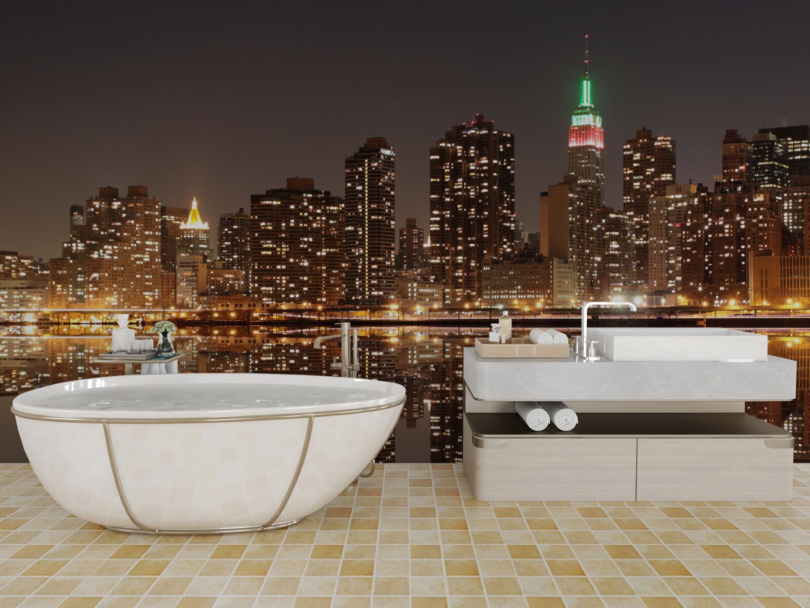 Fototapeta odbicie miasta w wodzie jest jak lustro