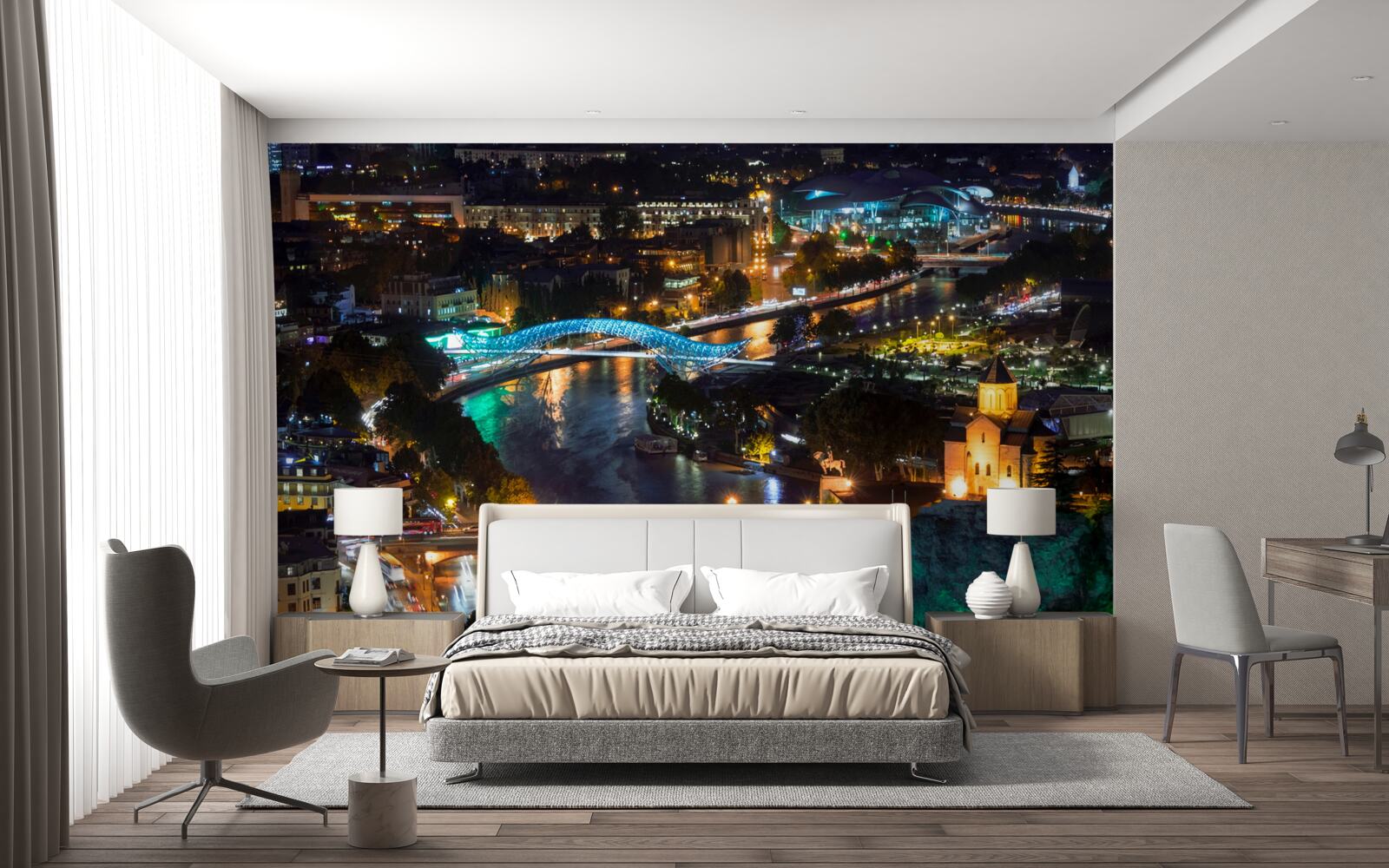 Fototapeta nowoczesne tbilisi wieczorem