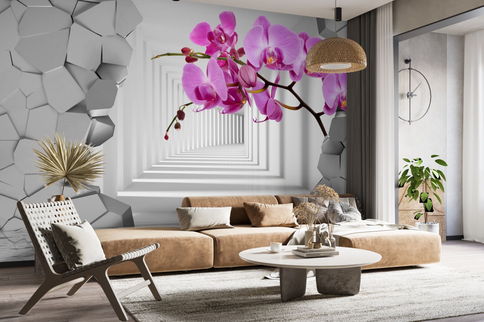 Fototapeta orchidea penetruje ścianę swoją gałęzią