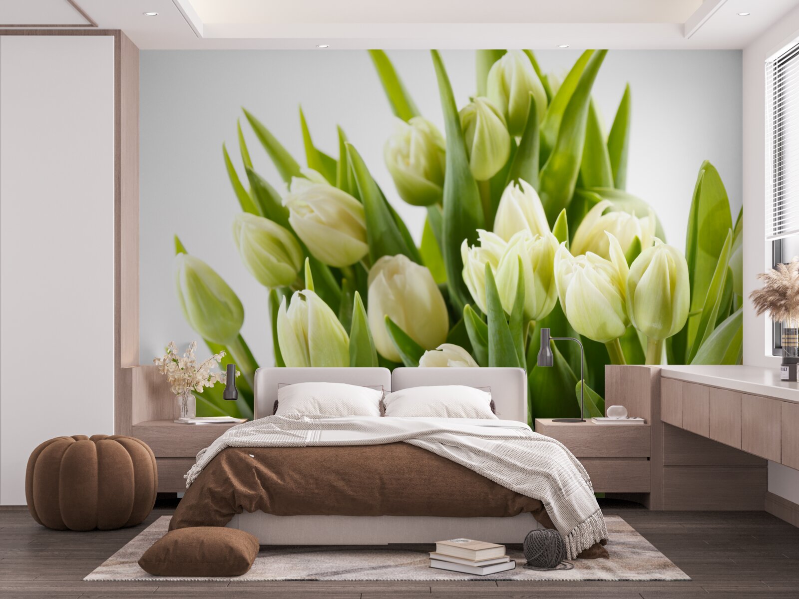 Fototapeta zestaw śnieżnobiałych tulipanów