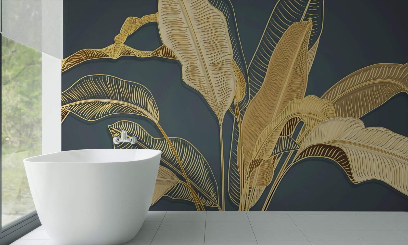 Fototapeta liście piór wykonane z brązu w kompozycji kwiatowej