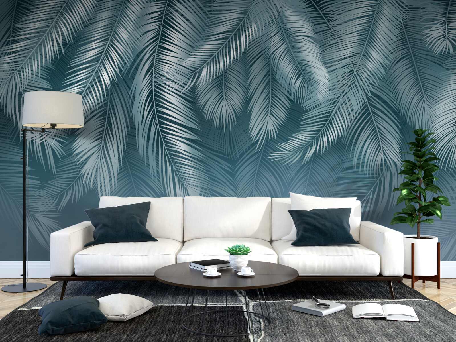 Fototapeta liście piór w turkusowym odcieniu