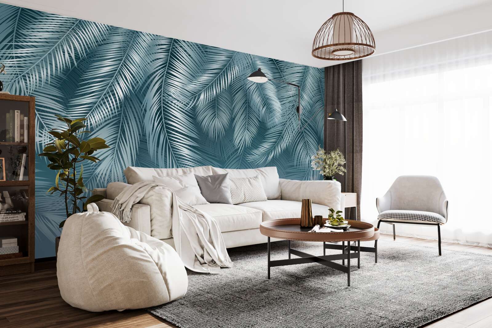 Fototapeta liście piór w turkusowym odcieniu