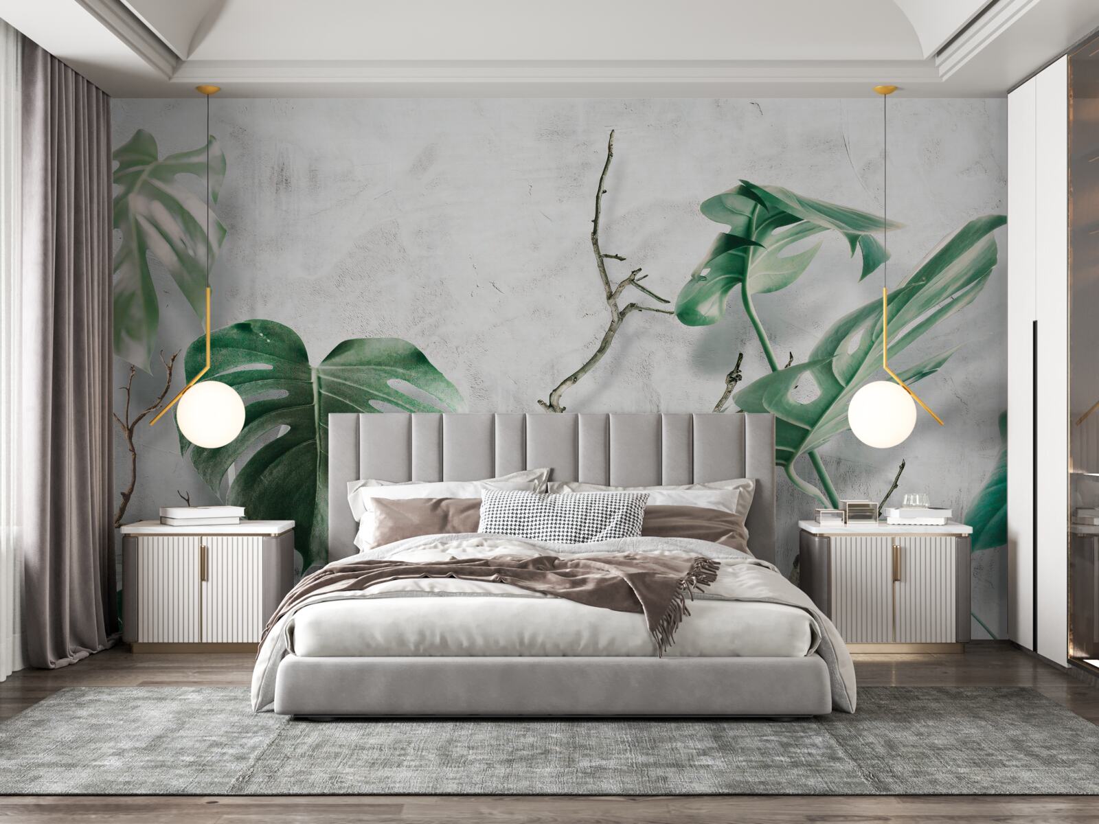 Fototapeta tropikalne potwory z zielonymi gałęziami