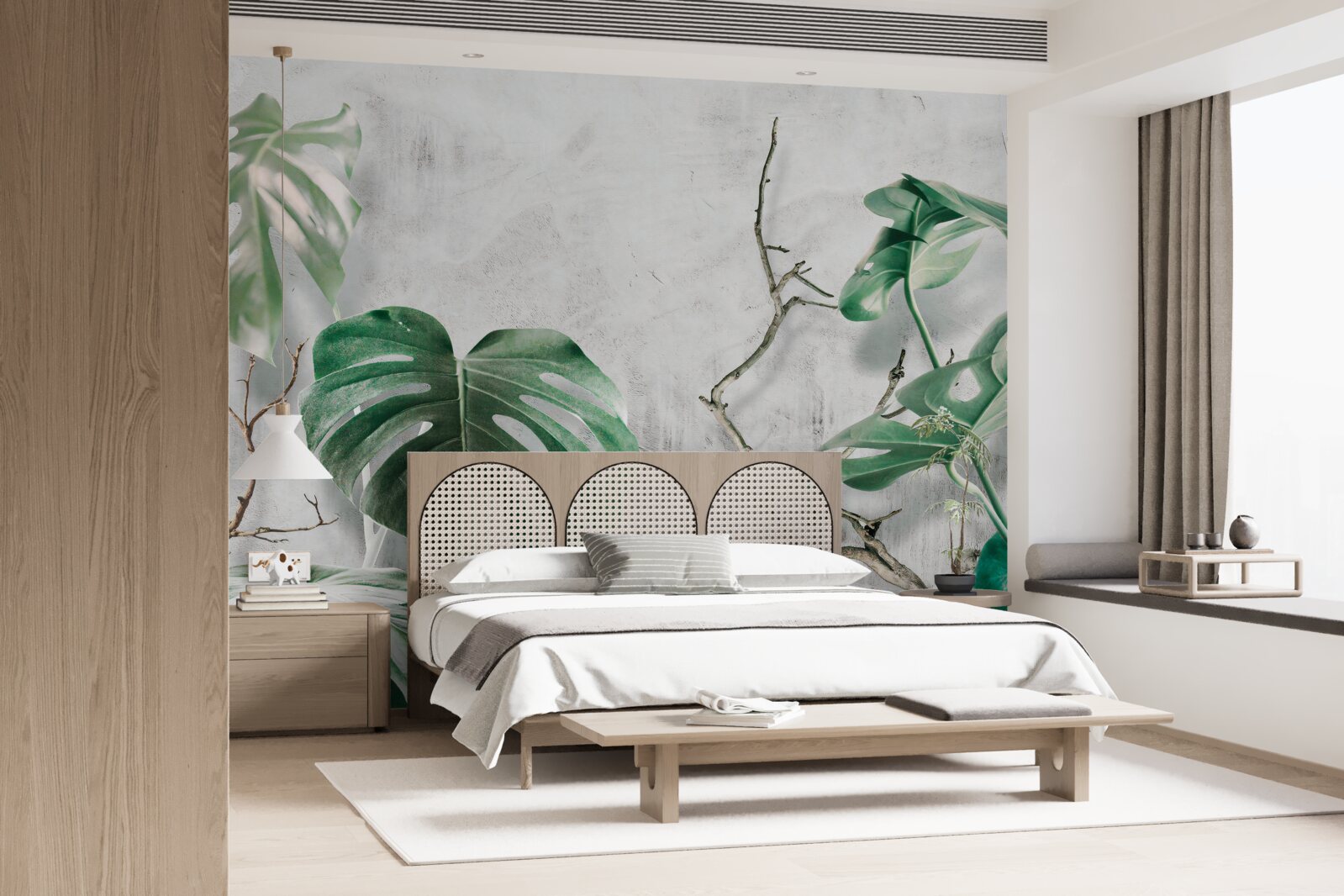 Fototapeta tropikalne potwory z zielonymi gałęziami