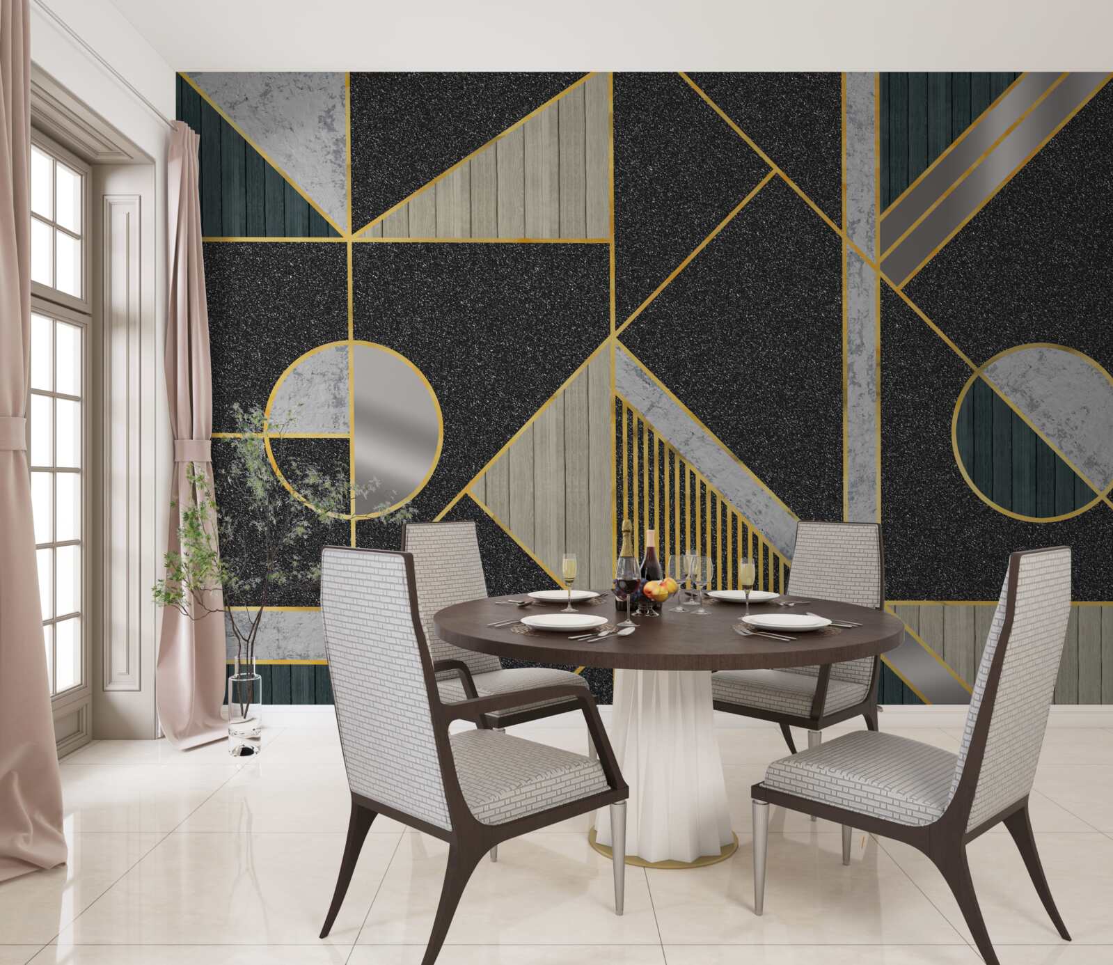 Fototapeta ciemna mozaika ze złotymi odcieniami