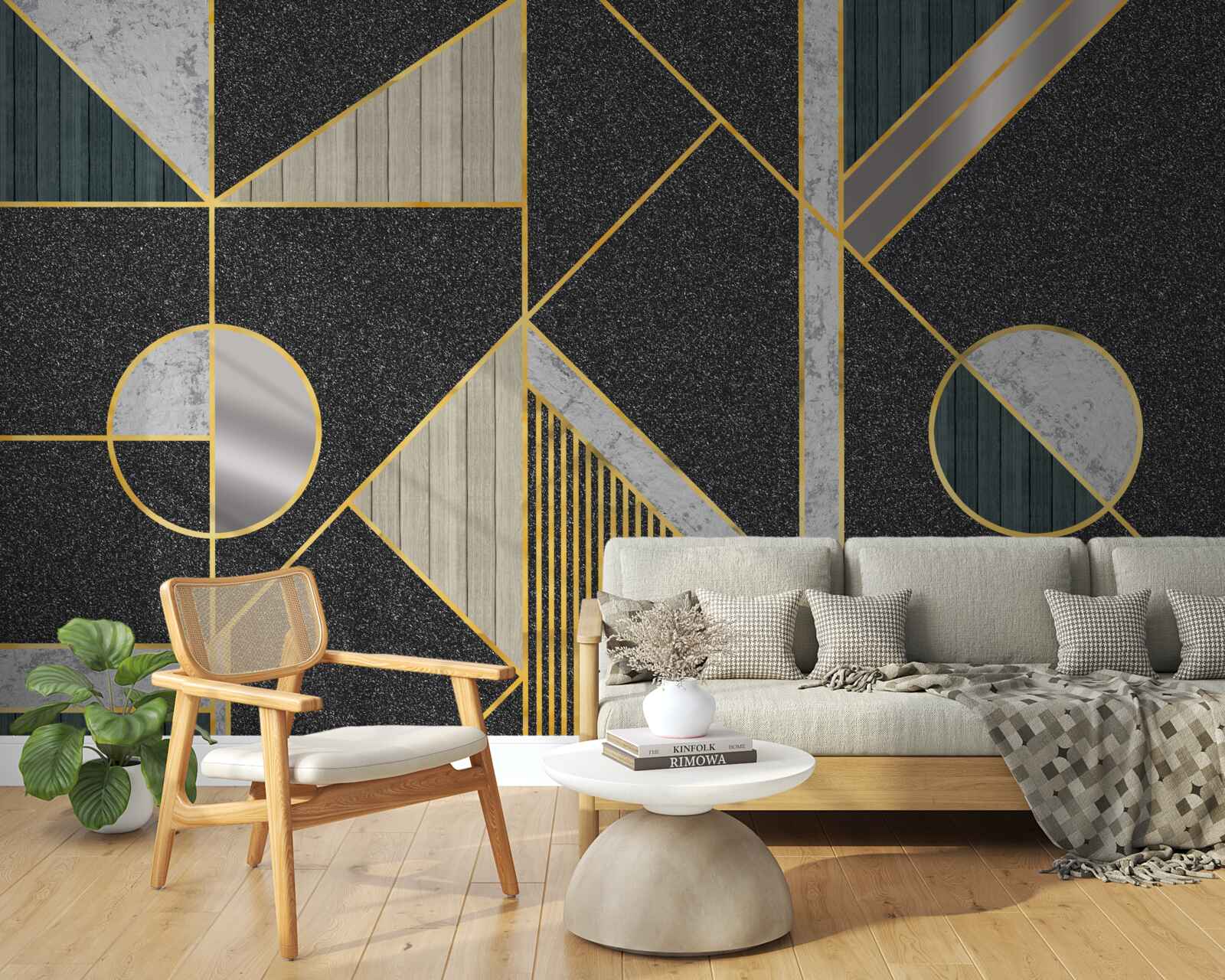 Fototapeta ciemna mozaika ze złotymi odcieniami