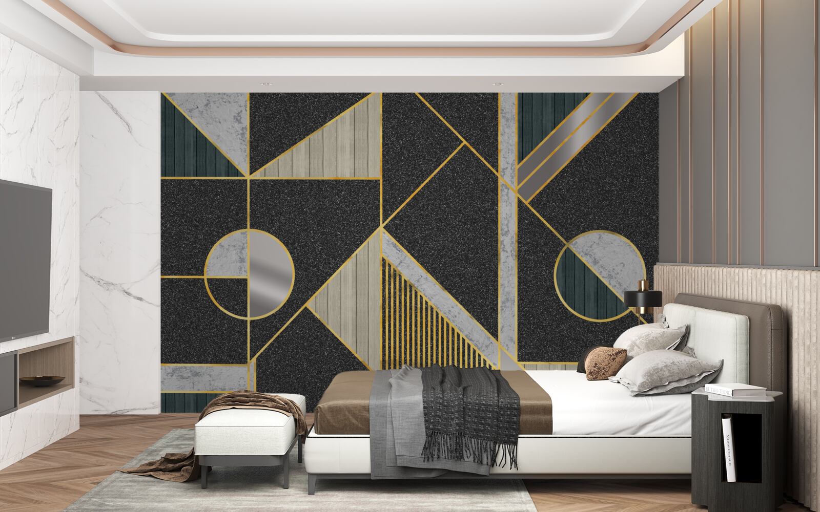 Fototapeta ciemna mozaika ze złotymi odcieniami