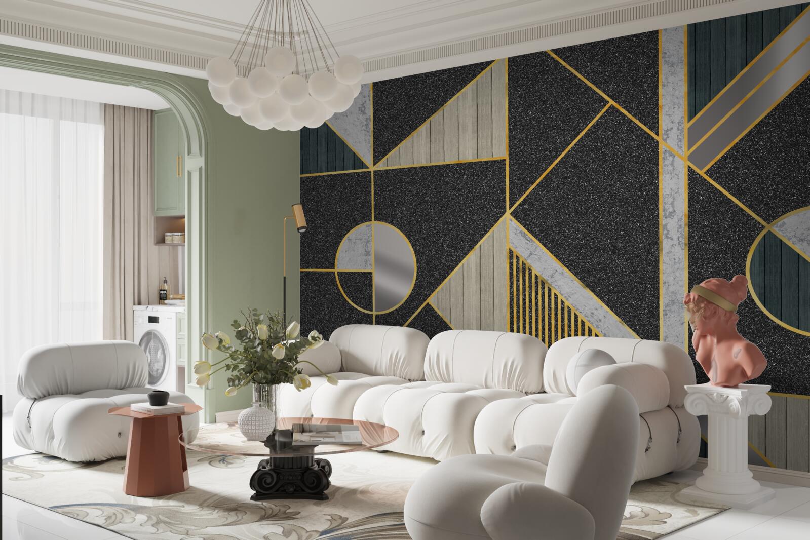 Fototapeta ciemna mozaika ze złotymi odcieniami