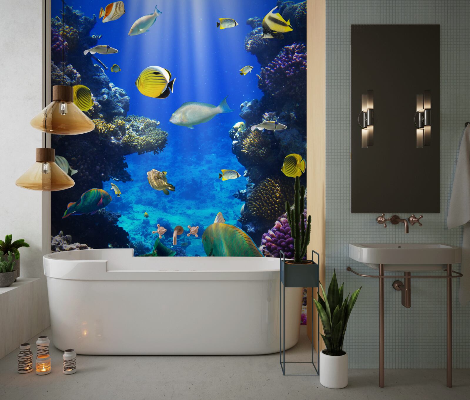 Fototapeta ryby w rafach koralowych oceanu