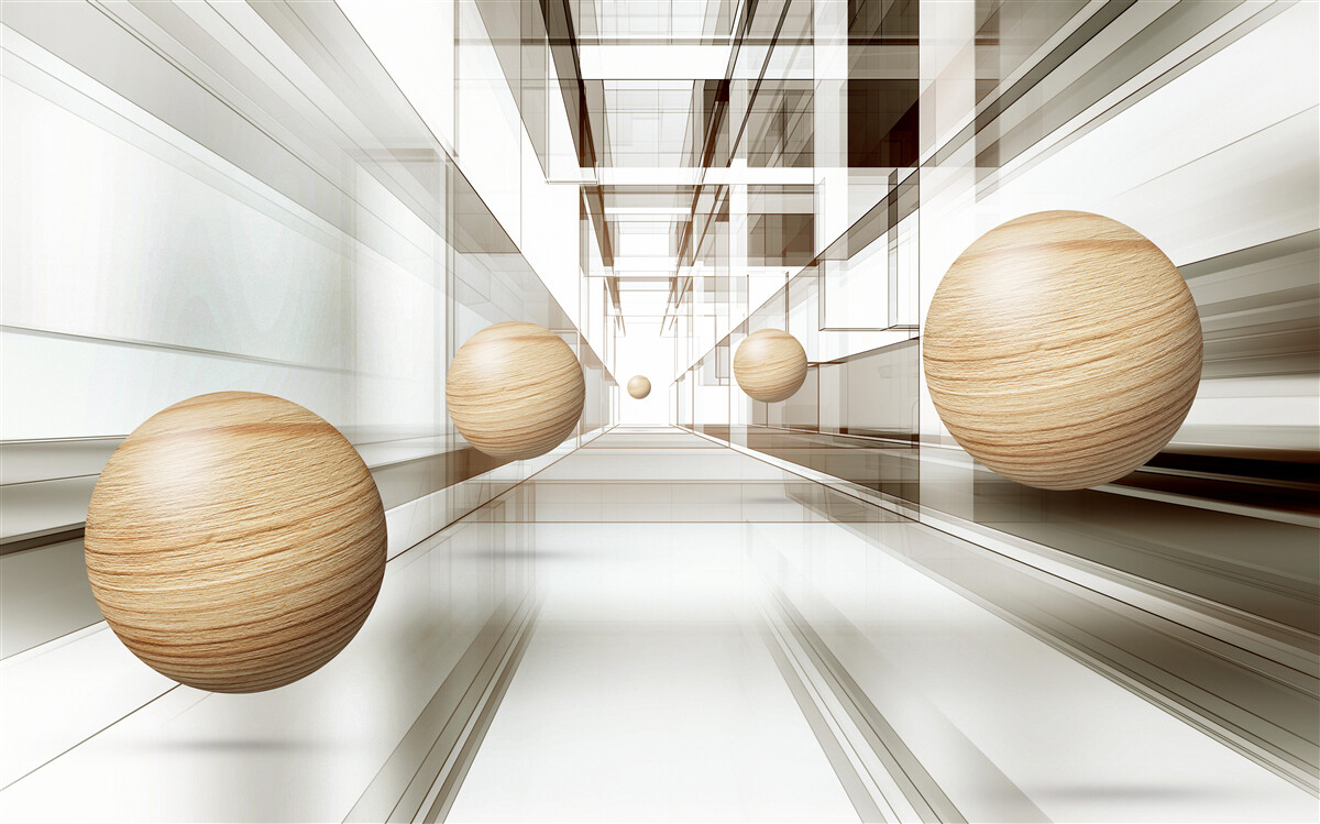 Fototapeta drewniane kule w tunelu na optykę