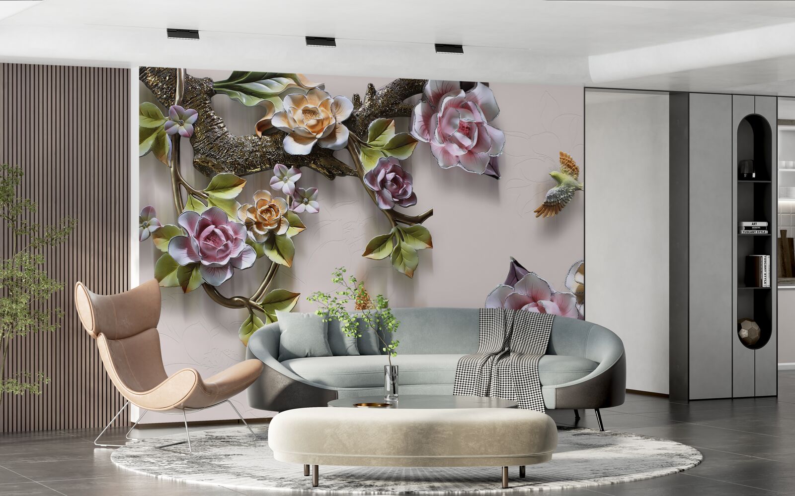 Fototapeta urocza harmonia gałęzi ozdobionych kwiatami