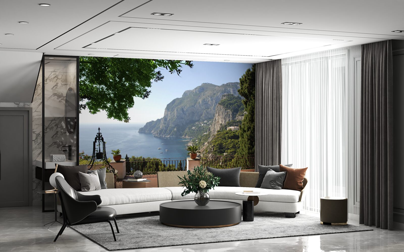 Fototapeta panorama gór i oceanu