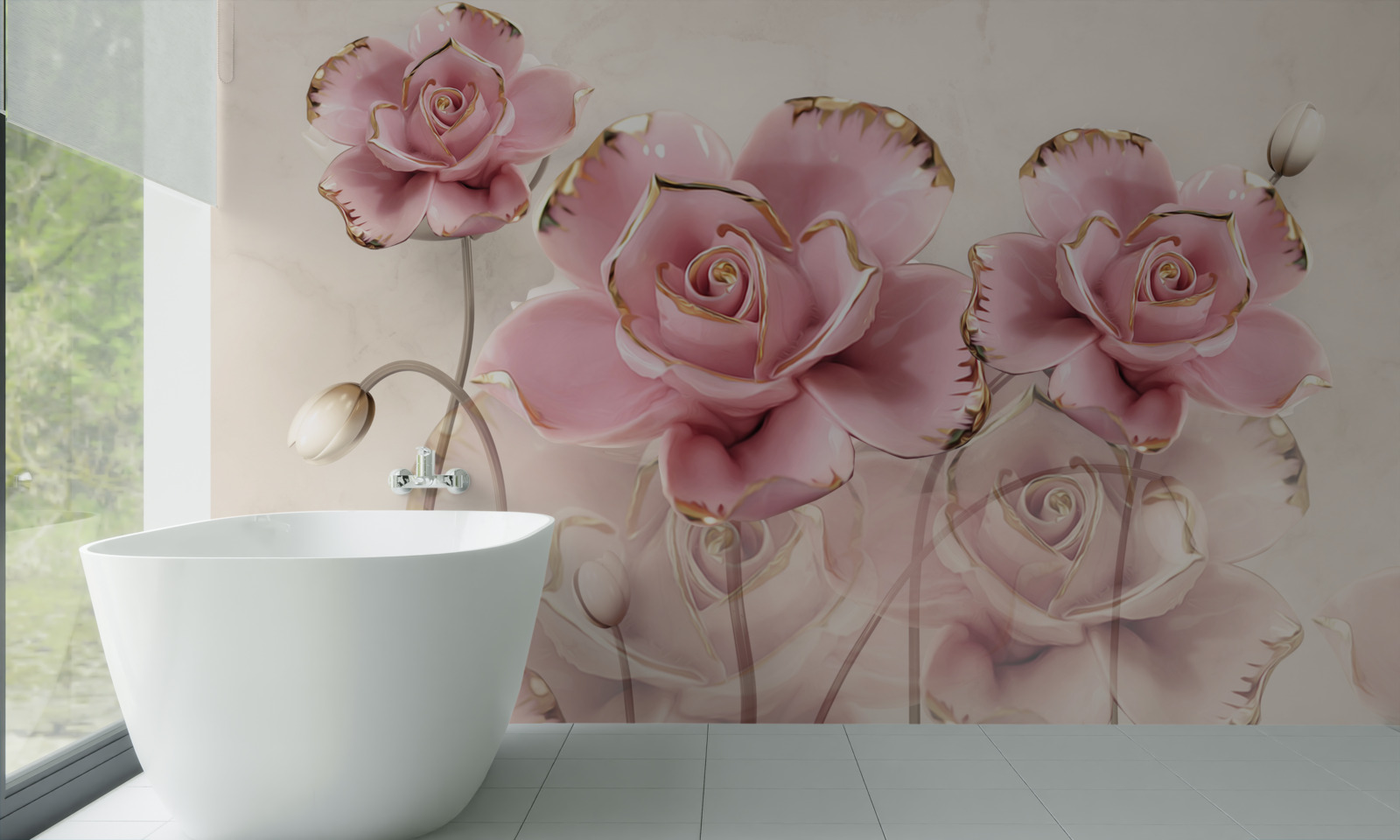 Fototapeta stylowa różowa róża z delikatnymi policzkami