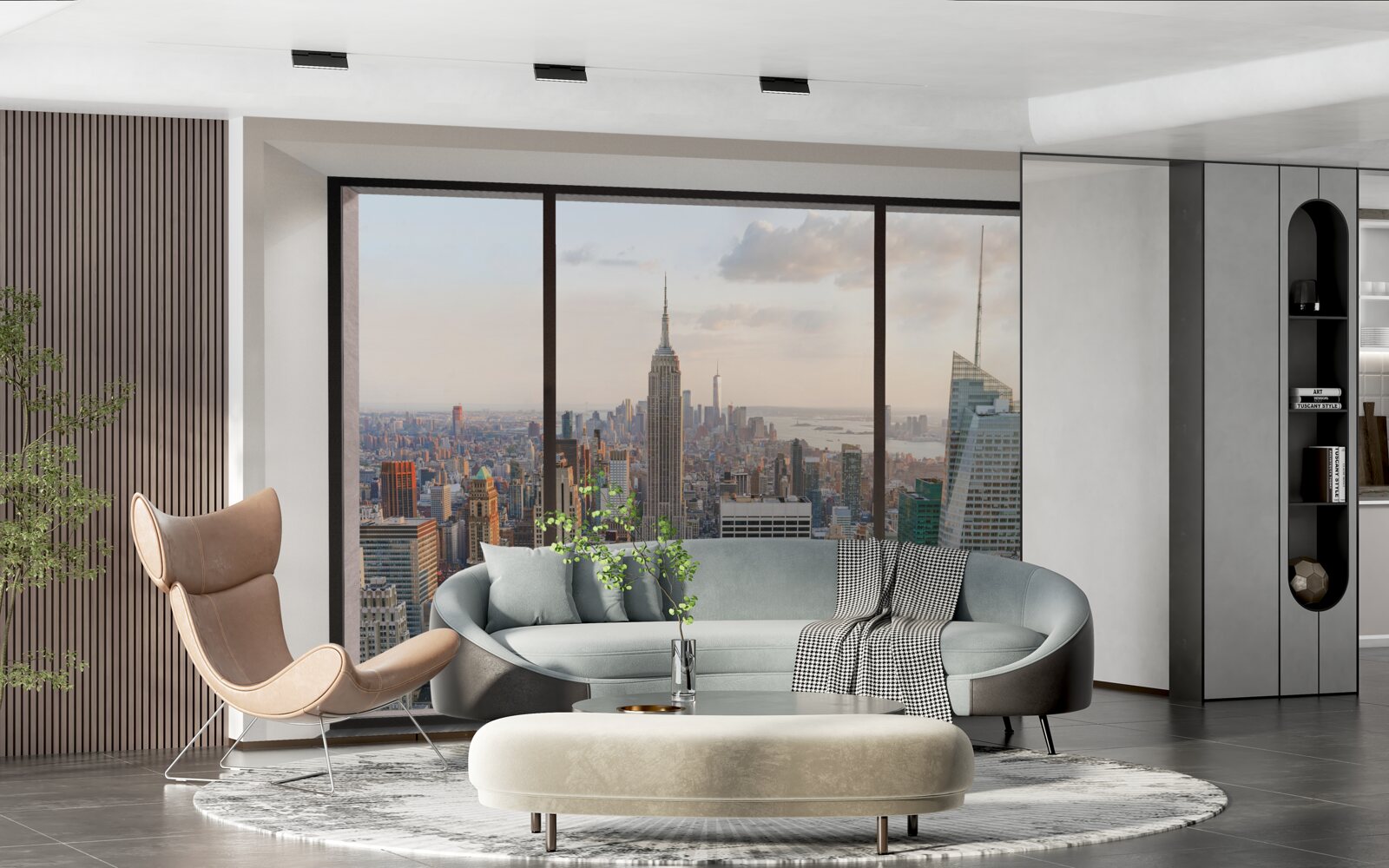 Fototapeta panorama centrum nowego jorku z okna