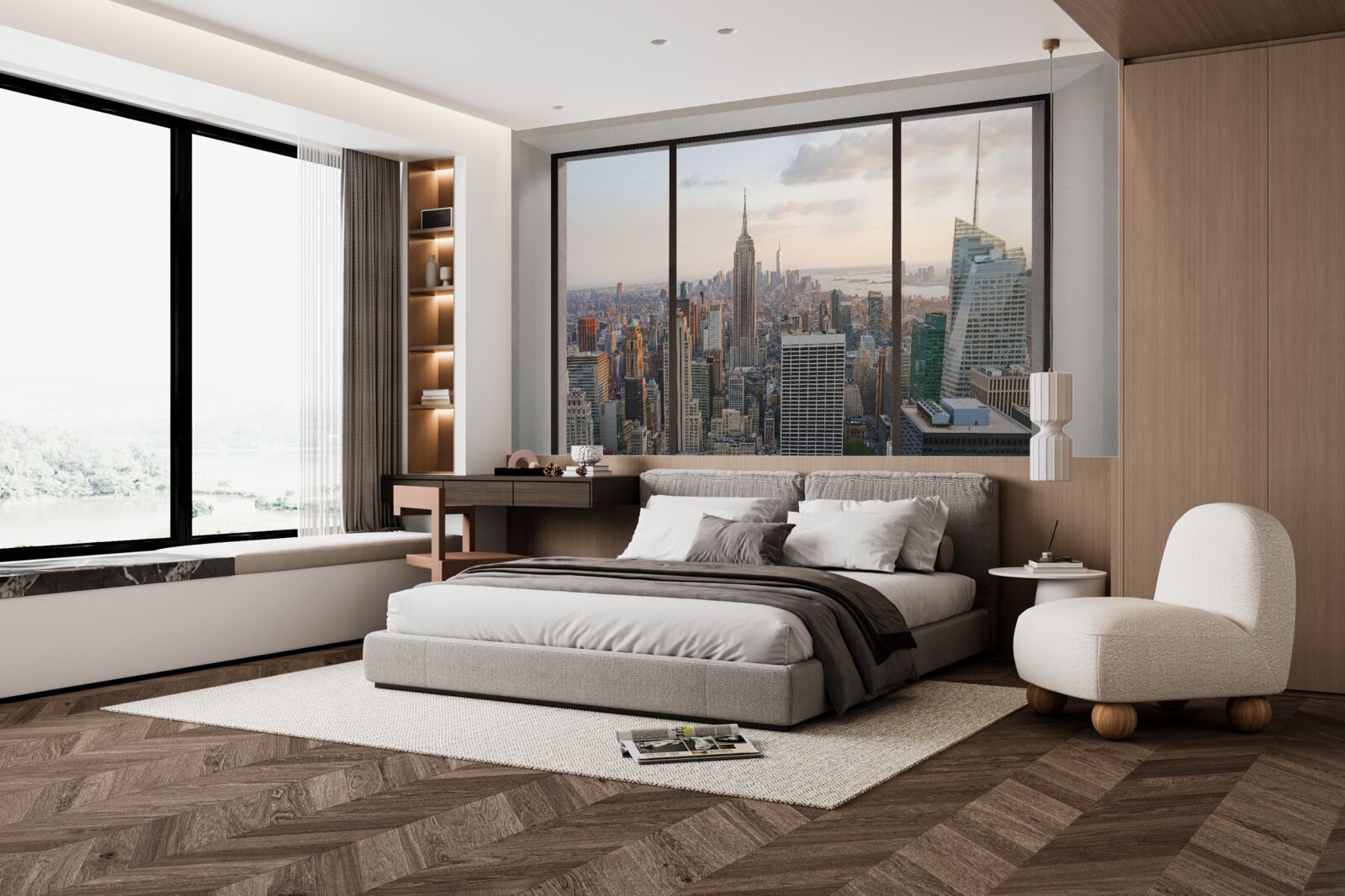 Fototapeta panorama centrum nowego jorku z okna