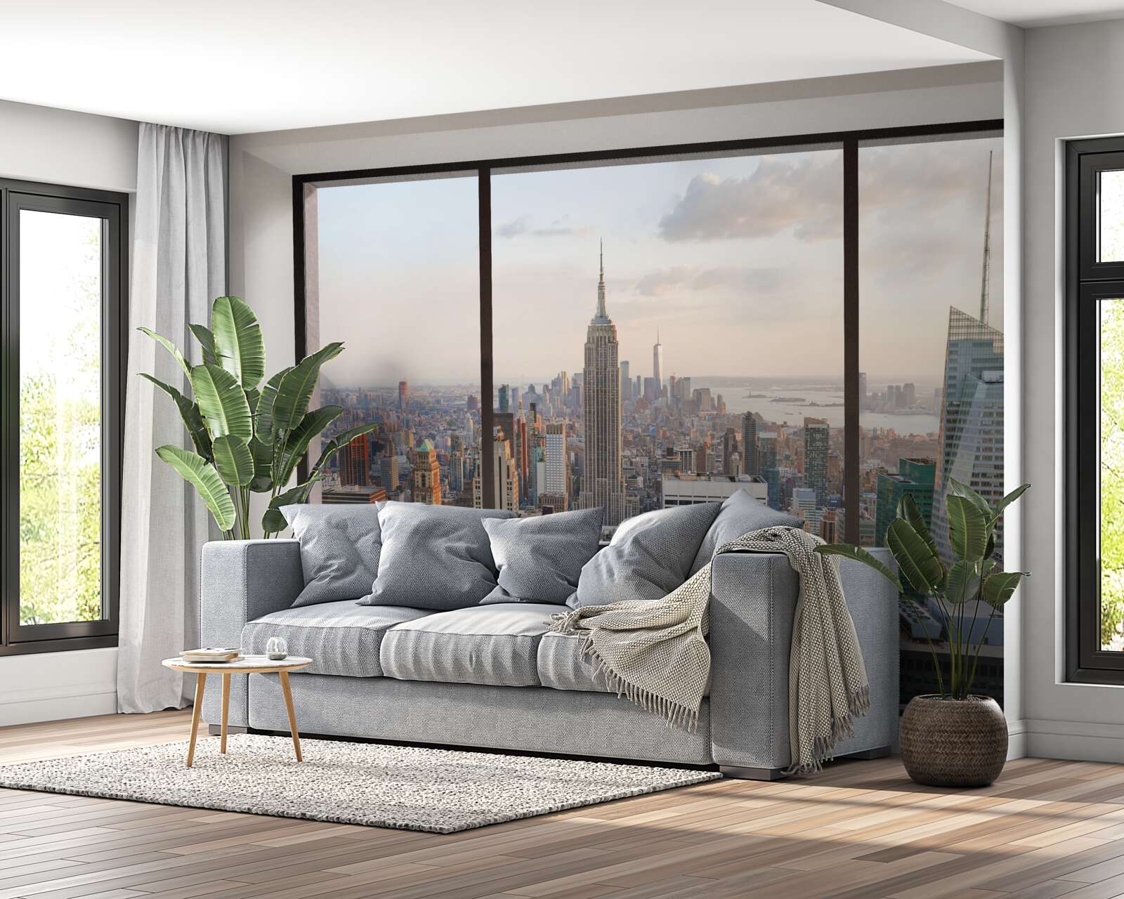 Fototapeta panorama centrum nowego jorku z okna