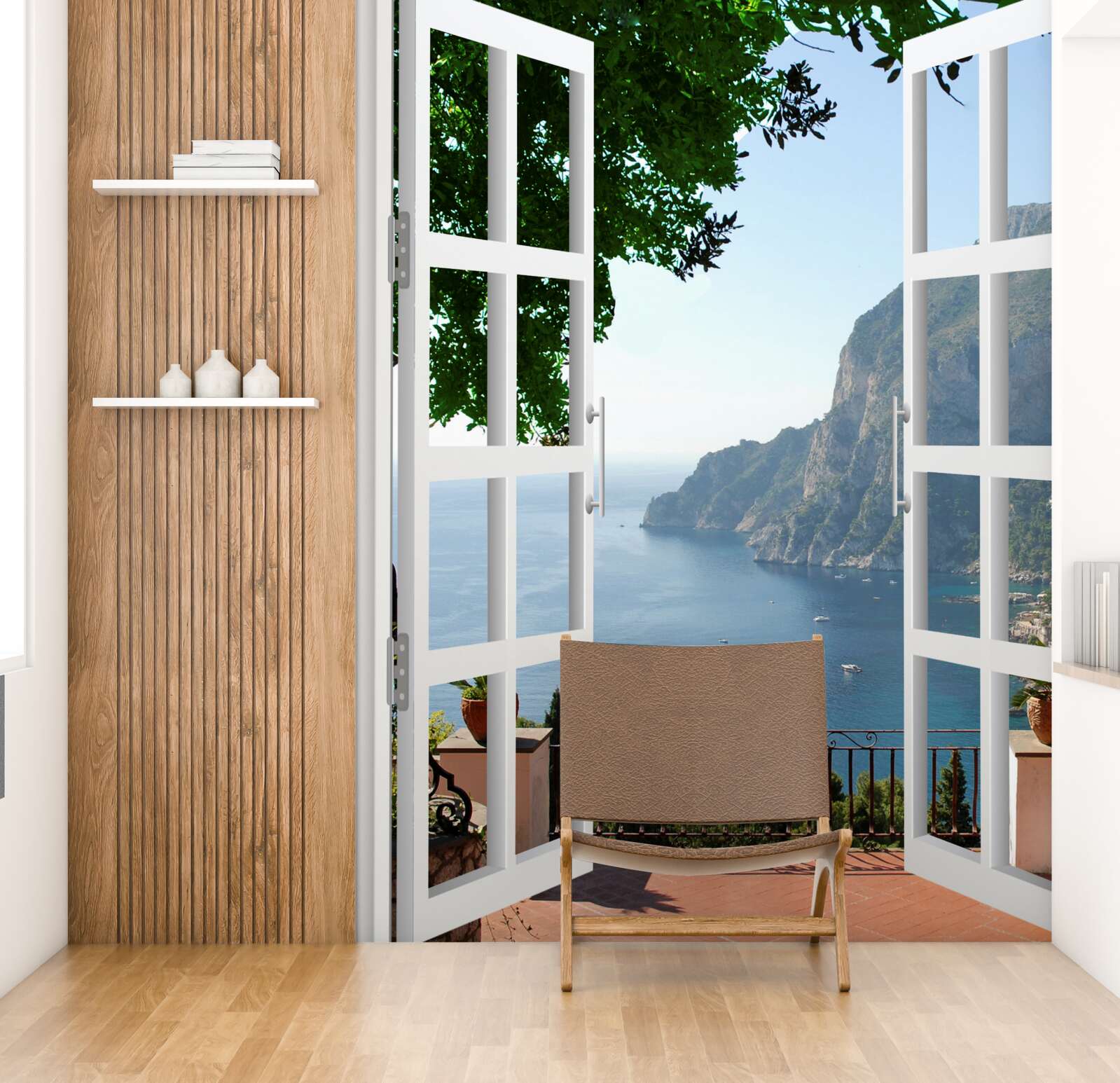 Fototapeta balkon z widokiem na malowniczą przyrodę