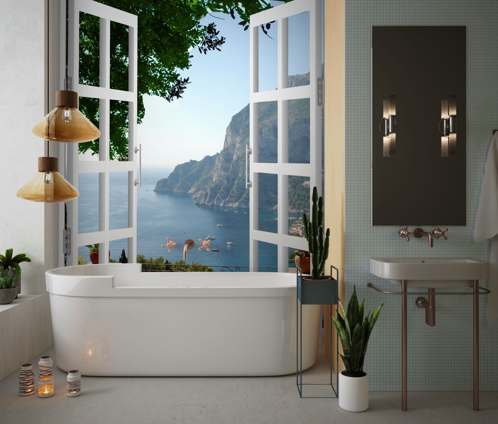 Fototapeta balkon z widokiem na malowniczą przyrodę